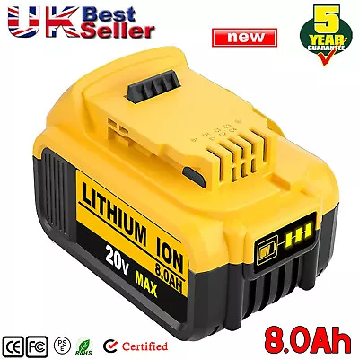 8.0AH FOR Dewalt DCB184 18v XR Lithium Ion Li-Ion Battery NEW Pack LED Indicator • £21.89