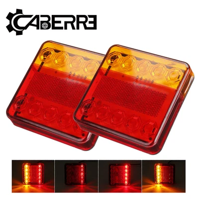 $15.90 • Buy 2PCS 12V/ 24V LED Trailer Lights Light Square Tail Stop Indicator Truck Lamp Kit