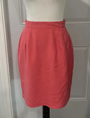 Vintage Preview Collection Size 8 Coral Pink Silk Pencil Skirt Barbie • $25