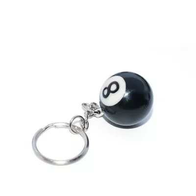 Billiard Ball Keychain Pool Table Snooker Lucky Black Number 8 Key Ring Chain. • $7.99