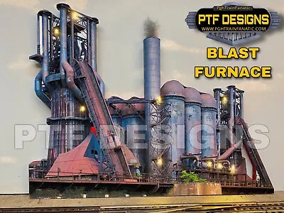 $119.99 • Buy HO Scale BLAST FURNACE -  Steel Mill Building Flat W/ LEDs Trackside Walthers