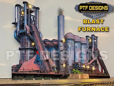 HO Scale BLAST FURNACE -  Steel Mill Building Flat W/ LEDs Trackside Walthers • $119.99