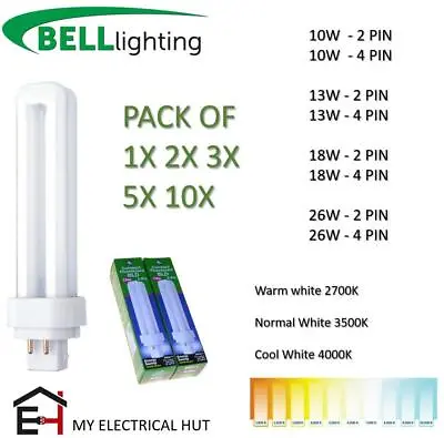 Bell BLD Double Turn G24d-1/G24q-2/G24d-3 CFL Compact Fluorescent Energy Saving • £6.97