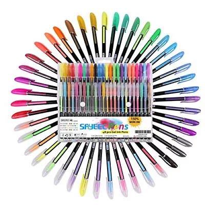 Glitter Metallic Gel Pen Set Coloring Neon Pens Set 48 Pack • $16.06