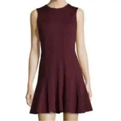 Nicole Miller Artelier Burgundy Ponte Sleeveless Fit Flare Dress Size Medium • $43.95