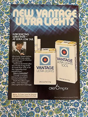 Vintage 1980 Vantage Ultra Lights Cigarettes Print Ad • $2.20