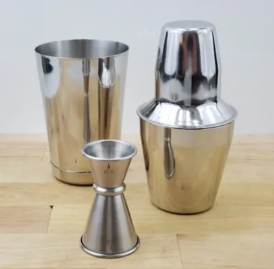 5 Piece Cheater Tin BAR COCKTAIL SHAKER & JIGGER Stainless Steel Mini Mixing Set • $24.95