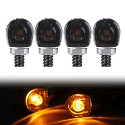 4X Mini LED Motorcycle Turn Signal Indicator Amber Blinker Light Universal Lamp • $20.98