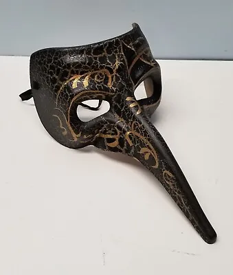 Long Nose Bird Mask Black And Gold Masquerade Venetian Eye Mask Costume Party  • $19.97