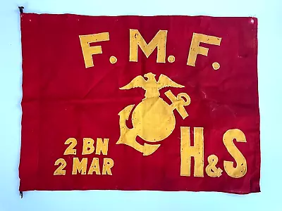 RARE WW2 USMC FMF 2nd Battalion 2nd Marines H&S Co Guidon/Flag Tarawa Saipan EGA • $549