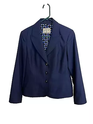 Mary Kay Star By Brookhurst Black/Blue Jacket Blazer Women’s Size 10 T • $24.97