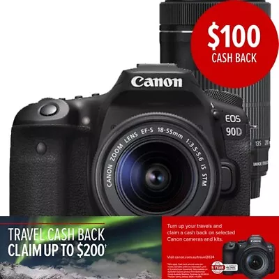 Canon EOS 90D (TWIN 55-250mm) DSLR Camera • $2598.85