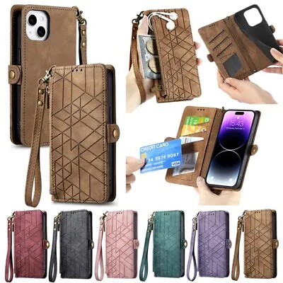 $15.19 • Buy For IPhone 15 14 13 12 11 Pro Max 8/7/6 Plus Zip Case Wallet Leather Flip Cover