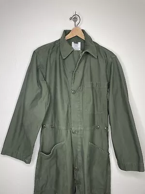 VTG 80s Military Mechanic's Coveralls Olive Green Size M Contract DLA10088C0581 • $30