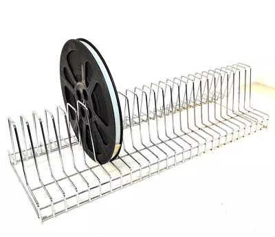 Vintage 16mm Film Reel Storage Chrome Wire Rack Holder Commercial Display • $106.25