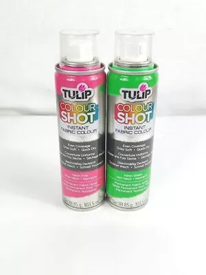 2 X Fabric Colour Spray Paint Instant Washable Colour Shot Tulip Neon Green Pink • £9.95