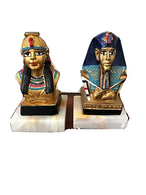 Vintage Egyptian Statues On Marble Beautiful Gift Decor Bookends • $19.95