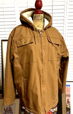 NWOT Men's Lee Sherpa Lined Jacket Hooded Cotton Canvas Work Barn Coat Size L • $48