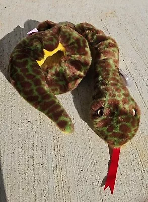 Ty Beanie Buddy - Slither - The Snake Green Brown & Yellow • $12.99