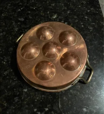 Vintage Copper 6 Egg Poacher Oyster Escargot Pan 7” • $23