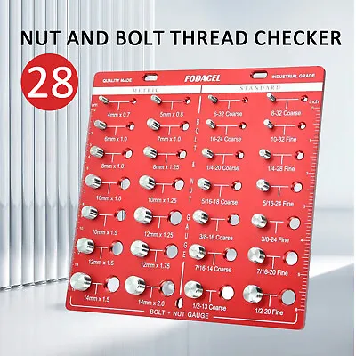 Bolt And Nut Identifier Gauge 28 Size Thread Checker Inch And Centimeter Ruler • $40.91