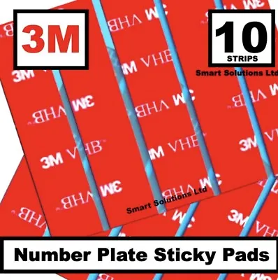 10 X 3M NUMBER PLATE DOUBLE SIDED STICKY Pads Strips TAPE STRONG VERY HIGH Bond • £3.45