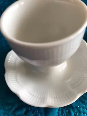 AK KAISER Germany ROMANTICA White Porcelain Textured Egg Cup W/ Scalloped Base • $7.50