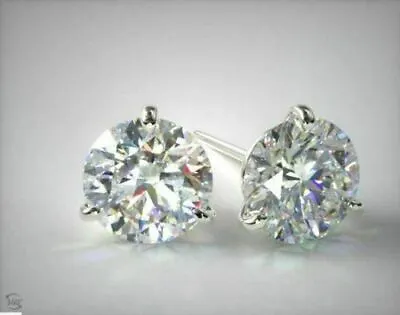 3Ct Round Cut Lab-Created Moissanite Martini Stud Earrings 14K White Gold Plated • $90.99