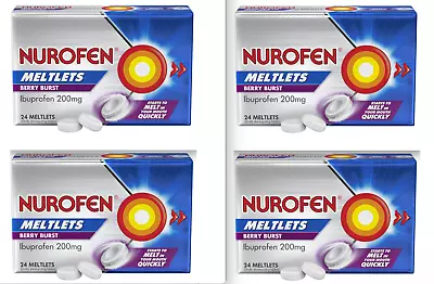 Nurofen Meltlets Ibuprofen Berry Burst - 4x 24 Pack (96cap) • $23.99