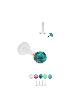 Bioflex Labret Nose Monroe Screw Stud Synthetic Opal Choose Your Size 18G 16G • $9.99