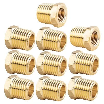 1/4  Male X 1/8  Female NPT Hex Bushing Adapter Pipe Reducer Brass 110C 10 Pack • $12.49
