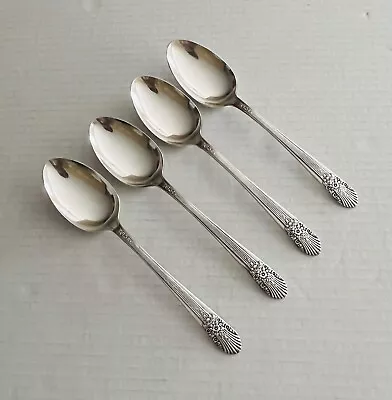 International Silver Wm Rogers 1935 Silver Mist Marigold 4 Oval Soup Spoons • $16