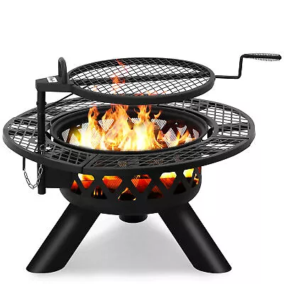 BALI OUTDOORS Wood Burning Round Fire Pit Barbecue Pit BBQ Backyard Black • $89.90