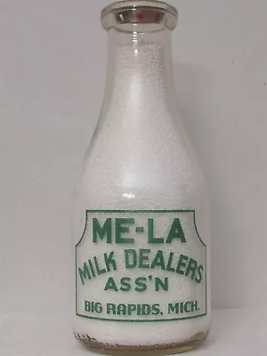 TRPQ Milk Bottle Me-La Milk Dealers Ass'n Dairy Big Rapids MI MECOSTA COUNTY • $34.99