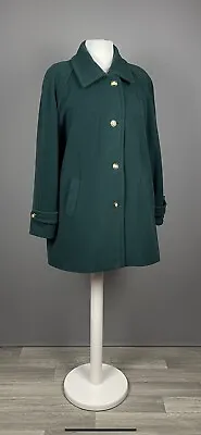 Vintage David Barry Uk 22 Ladies Wool Blend Classic Coat Green Button Jacket • £26.95