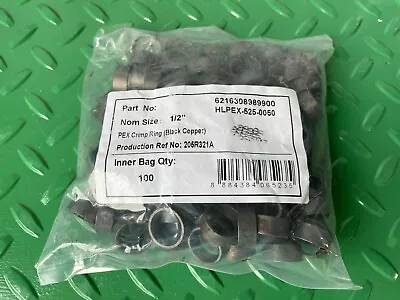 1/2  COPPER PEX CRIMP RING   LOT OF 100 PCS (Black-oxidized Surface) • $28