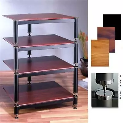 VTI Manufacturing BL304BB 3 Black Capspike Black Poles 4 Black Shelves AV Stand • $409.01