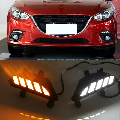 Bicolor Daytime Running Light Fog Lamp Turn Signal DRL For Mazda 3 AXELA 2014-16 • $68.02