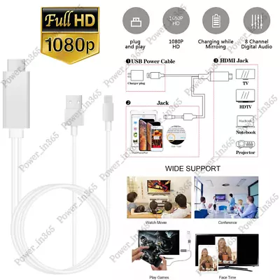 For IPhone 13 12 11 8 7 XR IPad HDMI Mirroring AV Cable Phone To TV HDTV Adapter • $13.50