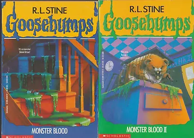 R L Stine GOOSEBUMPS X2 Paperbacks 1992 Print - Monster Blood + Monster Blood II • $10