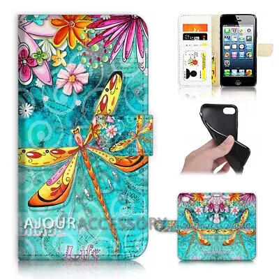 ( For IPhone 6 / 6S ) Wallet Flip Case Cover AJ21095 Dragonfly Flower • $12.99