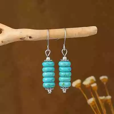  Turquoise Silver Handmade Dangle Earring-Vintage Style Silver Earring • £12.99