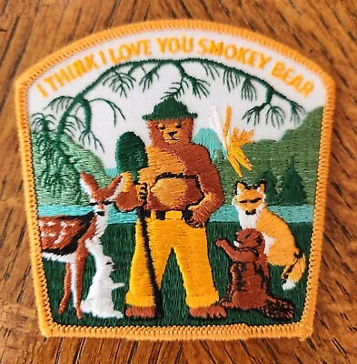 Vtg 1980's 4  By 3.75  Embriodered Patch   I Think I Love You Smokey Bear   • $9.25