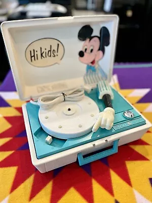 Vintage General Electric Walt Disney Mickey Mouse Record Player +1 33 RPM Record • $40