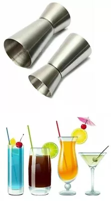 2x Spirit Measure Jigger 25/50ml Cocktail Dual Steel Shots Bar Pub Home Tala UK • £4.99