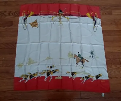 Authentic Gucci Fox Hounds Hunting Scarf 33”x 33  Never Used Ref548 • $99.99