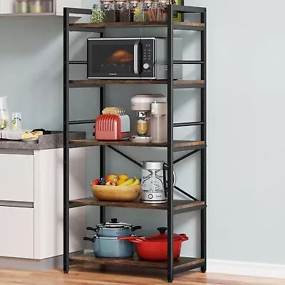 Denkee 5-Tier Bakers Rack For Kitchen With Storage Industrial Microwave Stand... • $134.96