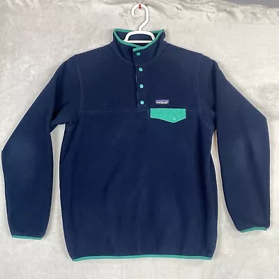 Patagonia Jacket Mens Large Blue Synchilla Snap T Fleece Pullover Outdoor Hiking • $36.99