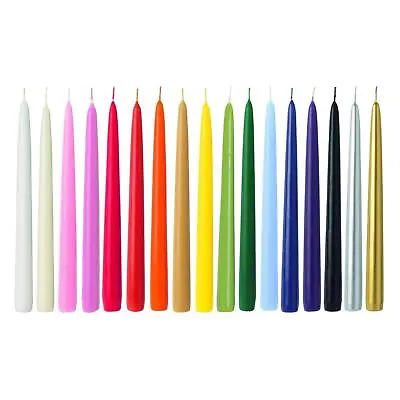 Pair Of Solid Coloured Tapered Candles Unscented Dinner Table Bistro Wedding • £5.99