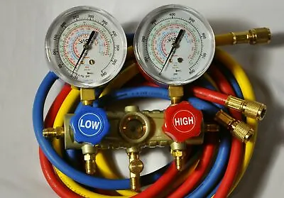 Manifold Gauge Set Hoses R410a R22 R134a AC HVAC Charge Diagnosis Recovery Tool • $77.77